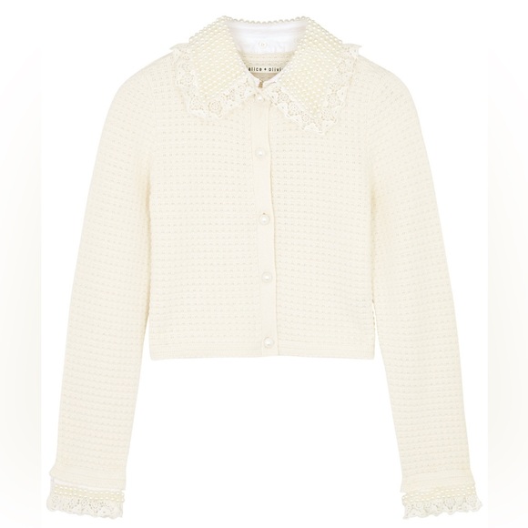 Alice + Olivia Noella embellished cotton-blend cardigan size XL - Picture 9 of 9